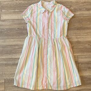 Gap Kids Girls' Pastel Rainbow Stripe Button-Front Dress